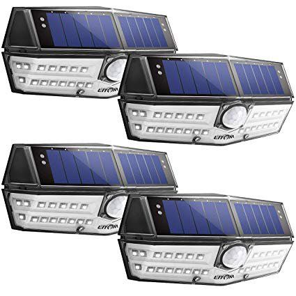 Photo 1 of LITOM Premium Solar Lights Outdoor with 270Â°Wide Angle Illumination(4 Pack), IP67 Waterproof Wireless Solar Motion Sensor Lights,Easy-to-Install Se
