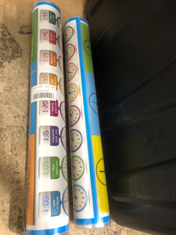 Photo 1 of Multiplication Table and Time Telling Laminated Posters for Kids (17" x 23") (Set of 2) 