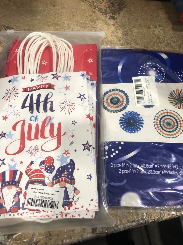Photo 3 of 15 Pcs Memorial Day Party Gift Bags with Handles for 4th of July Decorations American Patriotic Independence Day Party Favor,Mix colors 15pcs,Mix colors
&
Patriotic Decorations Set - Patriotic/Fourth of July Decor for Home/Outdoor Decor, Independence Day 