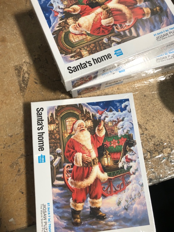 Photo 1 of 1000 Piece Christmas Puzzle for Adults Jigsaw Puzzle Medium Difficulty Fun Jigsaw Puzzle Gifts for Kids Age 8-10 and Up Christmas Puzzles 1000 Pieces(27.56 x 19.68 Inch) Santa's Home 3 pack 