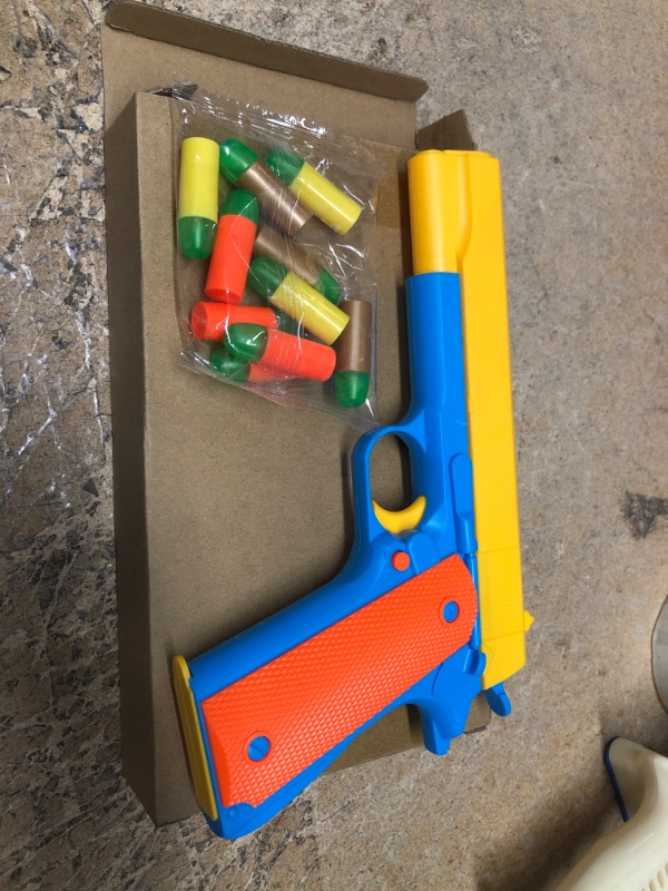 Photo 2 of Alisaso Colt 1911 Kid Toy Gun with Soft Bullets Ejecting Magazine - Style of M1911 Toy Guns for Boys Pistol with Play,M1911A1 Colt 45 Dart Guns (Yellow)