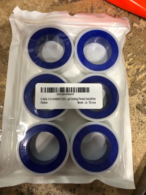 Photo 2 of (pack of 4) 6 Rolls 1/2 Inch(W) X 520 Inches(L) Teflon Tape,for Plumbers Tape,Plumbing Tape,PTFE Tape,Thread Tape,Plumber Tape for Shower Head,Pipe Sealing,Thread Seal,White