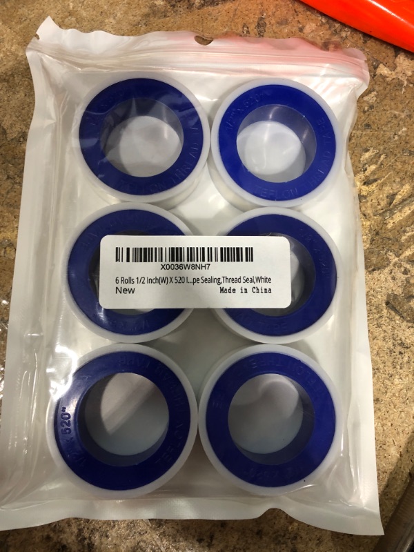 Photo 1 of (pack of 4) 6 Rolls 1/2 Inch(W) X 520 Inches(L) Teflon Tape,for Plumbers Tape,Plumbing Tape,PTFE Tape,Thread Tape,Plumber Tape for Shower Head,Pipe Sealing,Thread Seal,White