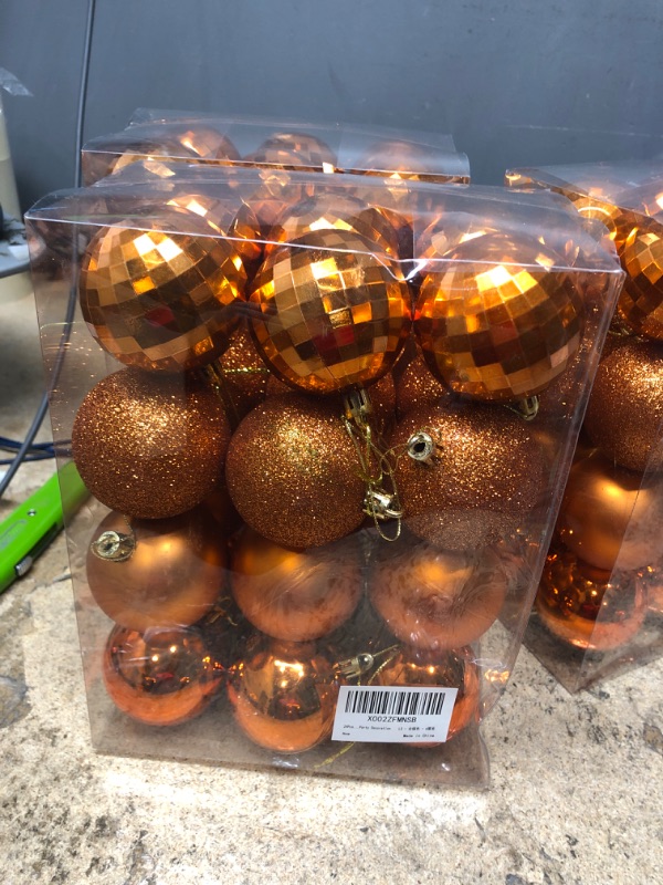 Photo 2 of (pack of 3) Emopeak 24Pcs Christmas Balls Ornaments for Xmas Christmas Tree - 4 Style Shatterproof Christmas Tree Decorations Hanging Ball for Holiday Wedding Party Decoration (2.4"/6.2CM, Orange) 2.4"/6.2CM Orange