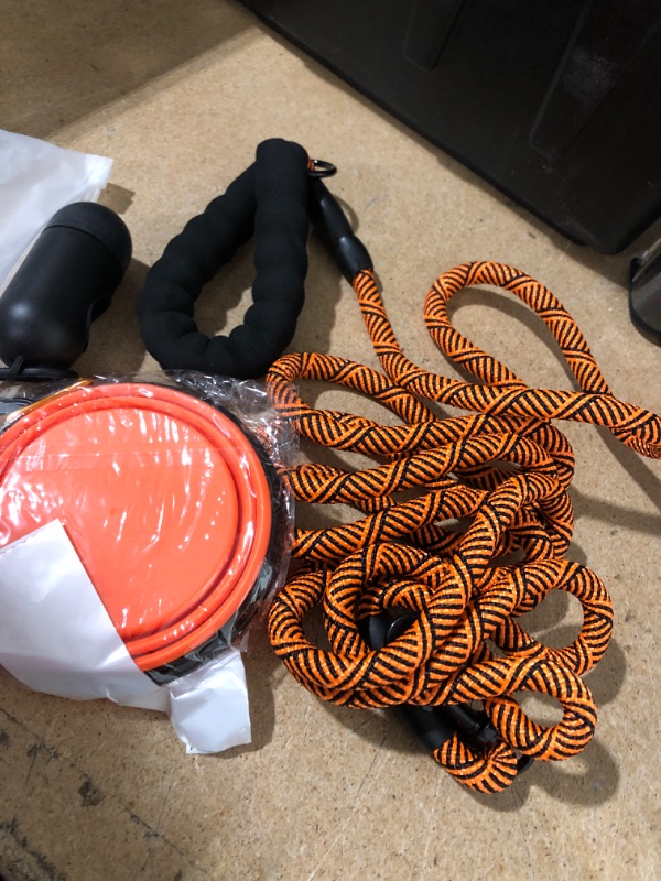 Photo 2 of 10/20/30 FT Training Dog Leash - Comfortable Padded Handle - Pet Dog Leash for Small Medium and Large Dogs with Collapsible Pet Bowl and Dog Garbage Bags 10 - Flower Orange 1/2'' x 10 FT?18~120lbs.)