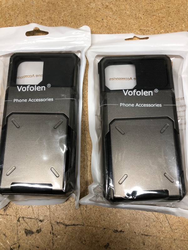 Photo 2 of * 2 PACK* Vofolen Case for iPhone 13 Mini Case Wallet 4-Card Holder ID Slot Flip Door Hidden Pocket Anti-Scratch Dual Layer Hybrid TPU Bumper Armor Protective Hard Shell Back Cover for iPhone 13 Mini Gun Metal