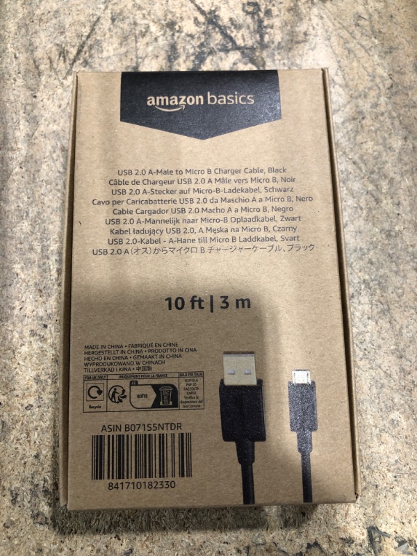 Photo 2 of Amazon Basics USB 2.0 A-Male to Micro B Cable, 10 feet, Black