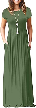 Photo 1 of I2CRAZY Women's Summer Casual Maxi Dresses Beach Cover Up Loose Empire Waist Long Dresses with Pocket SIZE 2XL