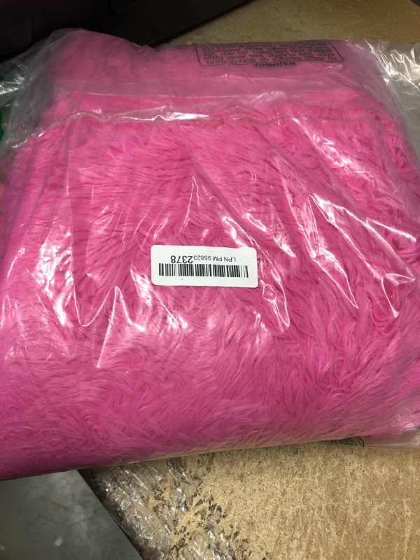 Photo 3 of **USED**  junovo Round Rug 4x4 Feet Fluffy Soft Area Rugs for Kids Girls Room Princess Castle Plush Shaggy Carpet Cute Circle Nursery Rug for Kids Girls Bedroom Baby Room Home Decor Circular Carpet, Hot-Pink 4ft Hot-pink