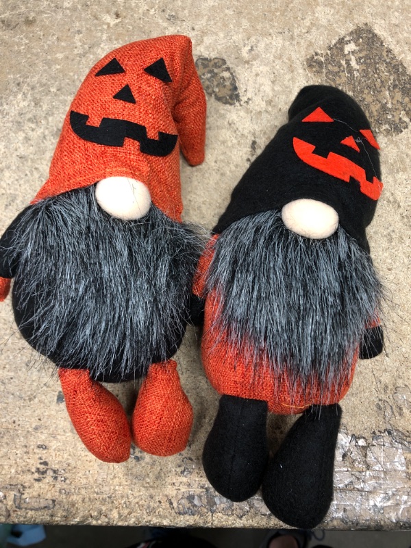 Photo 2 of **USED**  LUOZZY Halloween Gnomes Plush for Tier Tray Decor Handmade Halloween Fall Tomte Swedish Gnome Autumn Faceless Doll - Pumpkin- 2 Pack