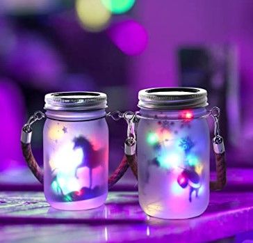 Photo 1 of **NSE**  2 Pack Hanging Solar Lantern Decorative Outdoor Water Resistant Fairy Edelweiss Santa Lights with Jar Spirit for Garden, Christmas Gift (Colorful)