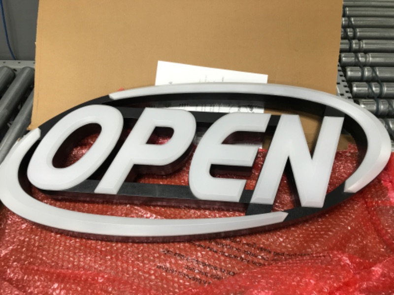 Photo 2 of GLI Led Open Sign for Business – Stand Out with 64 Super-Bright Color Combos to Match Your Brand, Programmable App – Neon Flash, or Scroll – 15 x 32 inch