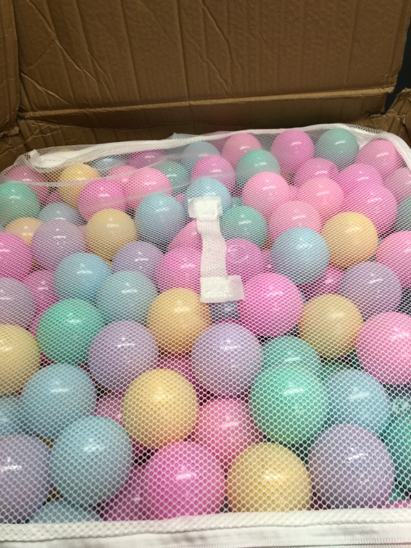 Photo 2 of Amazon Basics BPA Free Crush-Proof Plastic Ball Pit Balls with Storage Bag, Toddlers Kids 12+ Months, 6 Pastel Colors - Pack of 1000 6 Pastel Colors 1,000 Balls