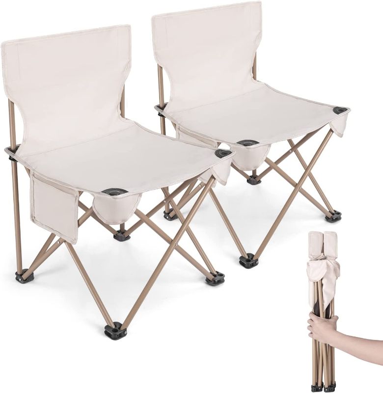 Photo 1 of (2 Chairs)
AOG Beige Camp Chairs Portable Chair Stable Support for 330LBS Folding Camping Chairs Suitable for Camping, Fishing, Beach, Barbeques, Picnic Parties, with Bag 