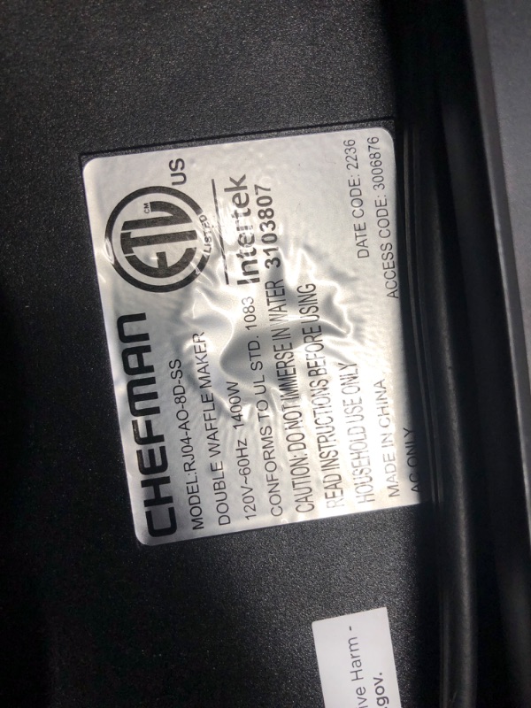Photo 1 of *Tested* Chefman Double Waffle Maker, 6-Inch,2 at a time, 7 Shade Temp Control, Non-Stick Waffle Iron Griddle
