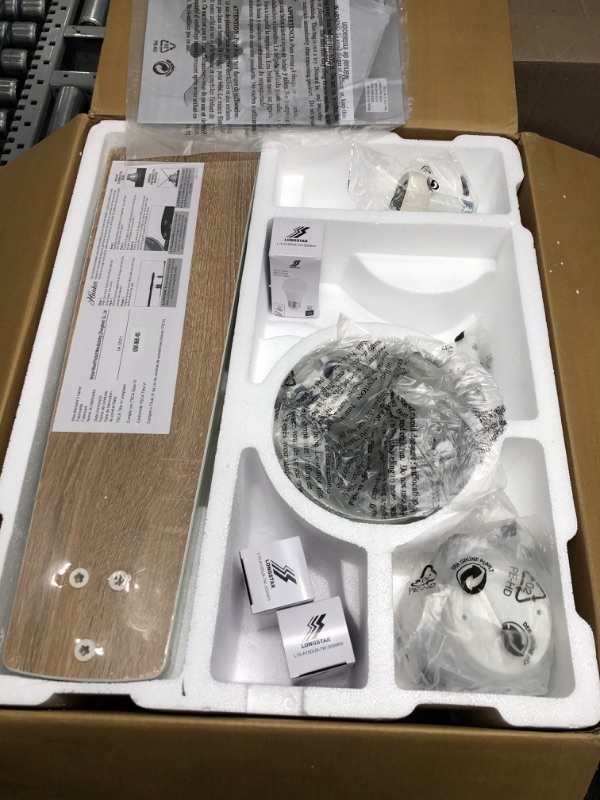 Photo 3 of *Missing One Glass Light Cover* Hunter Fan Company, 54204, 52 inch Crestfield Fresh White Ceiling Fan with LED Light Kit and Pull Chain Fresh White finish