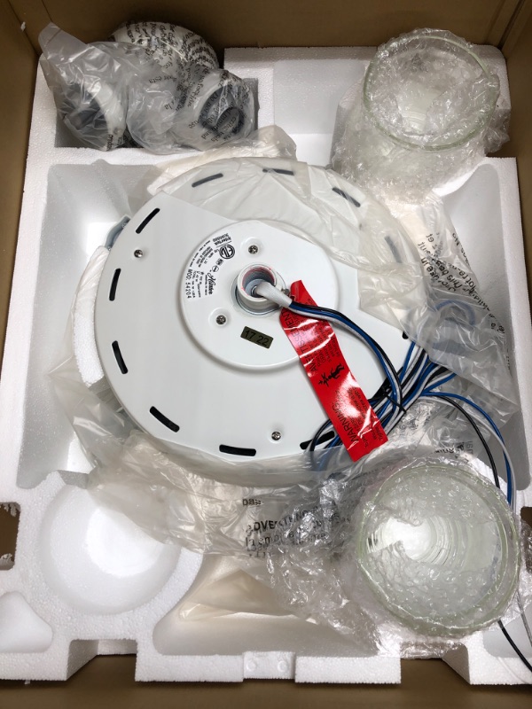 Photo 2 of *Missing One Glass Light Cover* Hunter Fan Company, 54204, 52 inch Crestfield Fresh White Ceiling Fan with LED Light Kit and Pull Chain Fresh White finish