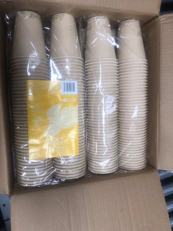 Photo 2 of 100% Compostable Disposable Coffee Cups [12oz 320 Pack] Paper Cups Made from Bamboo, Eco-Friendly, Biodegradable Premium Party Cups, Natural Unbleached by Earth's Natural Alternative 320 Pack 12 Oz Cups