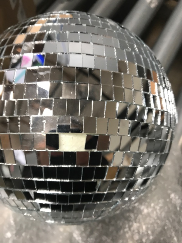 Photo 3 of *SEE NOTES* Alytimes Mirror Disco Ball - 8-Inch Cool and Fun Silver Hanging Party Disco Ball –Big Party Decorations, Party Design