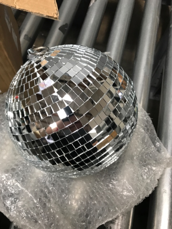 Photo 2 of *SEE NOTES* Alytimes Mirror Disco Ball - 8-Inch Cool and Fun Silver Hanging Party Disco Ball –Big Party Decorations, Party Design