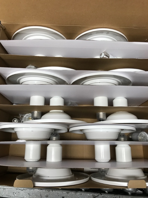 Photo 1 of Jolux 5/6 Inch LED Can Lights Adjustable Recessed Retrofit Downlight, ETL Damp Rated Replacement Conversion Kit, 12W=60W, 3000K Warm White, 800LM, Dimmable, Flat Trim, E26 Base,12-Pack…… 3000k( Warm White) Flat 5/6 Inch-12 Pack