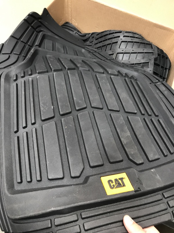 Photo 2 of CAT ToughRide Heavy-Duty 3 Piece Rubber All Season Floor Mats for Car Truck Van SUV, Black - Premium Trim to Fit Car Floor Mat, All Weather Deep Dish Automotive Floor Mats, Total Dirt Protection 3-Piece 01-Black