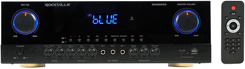 Photo 1 of Rockville SINGMIX 5 2000w Bluetooth DJ/Pro/Karaoke/Home Amplifier Mixer Receiver
*****DAMAGED****** TUNE DIAL IS MISSING*********
