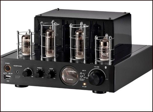 Photo 1 of Monoprice Stereo Hybrid Tube Amplifier 2019 Edition, 25 Watt With Bluetooth, Wired RCA, Optical, Coaxial, and USB Connections, and Subwoofer Out
