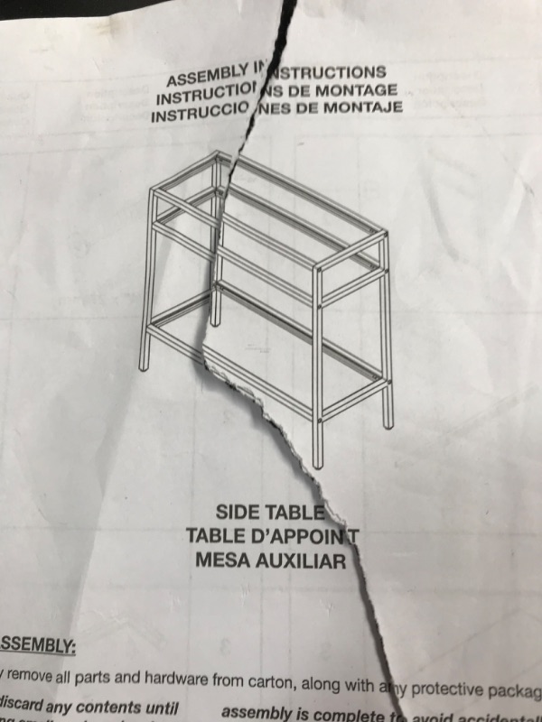 Photo 1 of  Modern Entryway Table, Metal Frame, Easy to Assemble, Adjustable Feet, for Living Room
****INCOMPLETE MISSING PARTS*****