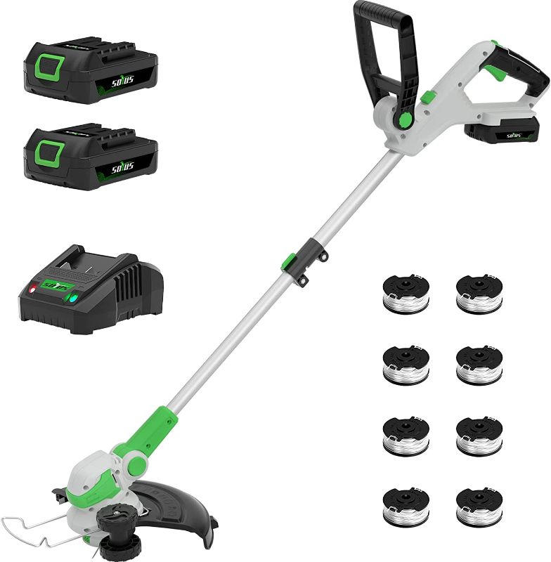 Photo 1 of SOYUS Weed Wacker 12 Inch String Trimmer Cordless 20v Electric Weed Wacker, 2 Pcs 2.0Ah Battery Powered Weed Trimmer/Edger, Lightweight Grass Trimmer with 8 Pcs Replacement Spool Trimmer Lines