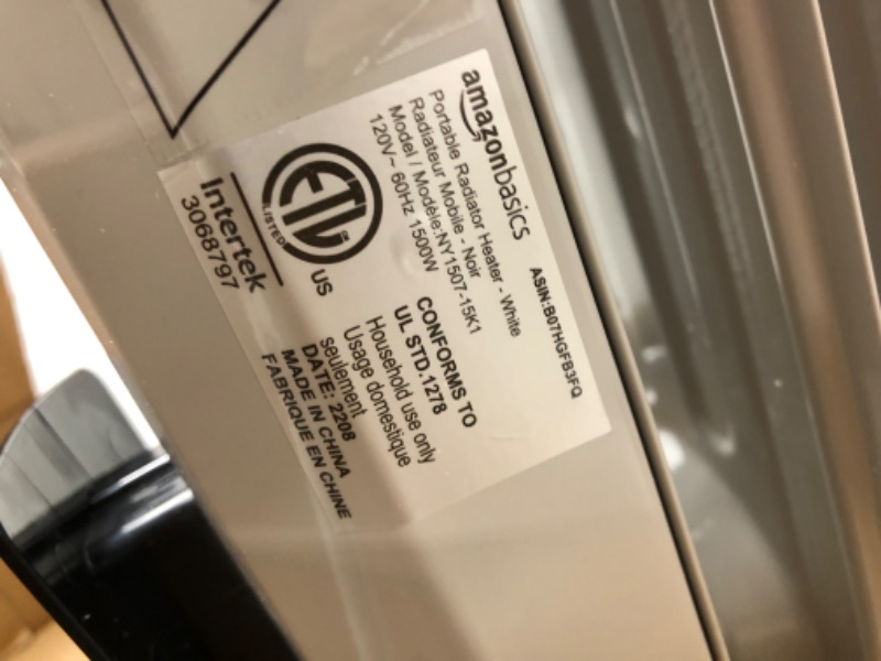 Photo 4 of ***NON-FUNCTIONAL*****   Amazon Basics Indoor Portable Radiator Heater - White White Heater