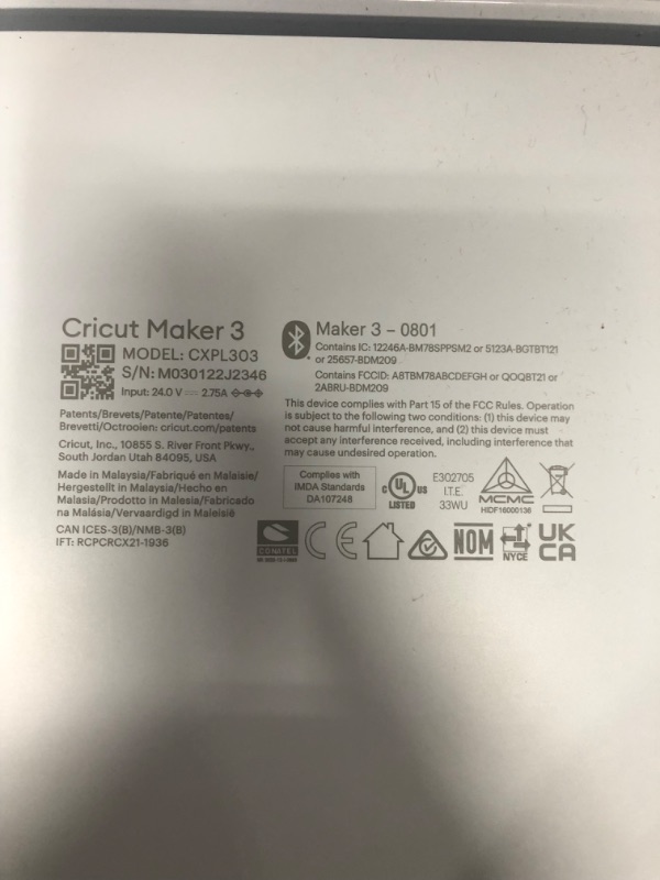 Photo 3 of ******INCOMPLETE*****   Cricut Maker 3 - Smart Cutting Machine, 2X Faster & 10X Cutting Force, Matless Cutting with Smart Materials, Cuts 300+ Materials, Bluetooth Connectivity, Compatible with iOS, Android, Windows & Mac