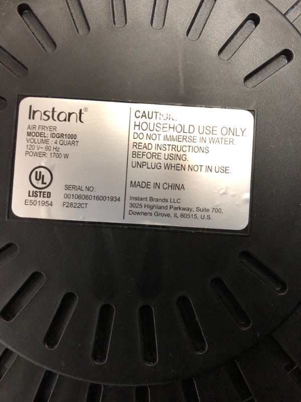 Photo 2 of *****NON FUNCTIONAL**** Instant 6-in-1 Indoor Grill and Air Fryer with Bake, Roast Reheat & Dehydrate, From the Makers of Instant Pot, with Odor-Reducing Filter, Clear Cooking Window, and Removable Lid for Easy Cleaning Indoor Grill Indoor Grill/Air Fryer