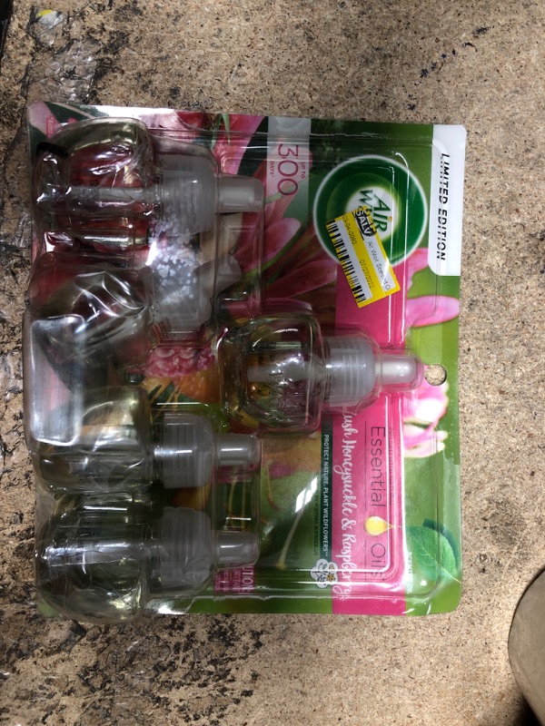 Photo 1 of Air Wick Plug in Scented Oil Refill, 5 ct, Lush Honeysuckle and Raspberry, Air Freshener, Essential Oils, Spring Collection Lush Honeysuckle and Raspberry 5 Count (Pack of 1)