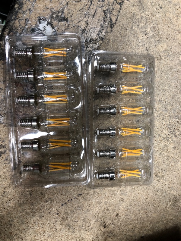 Photo 2 of 12 Pack E12 LED Edison Bulb,4W Equal 40W LED e12 Candelabra Bulbs 2700K Warm White,Dimmable T6 T25 LED Bulbs,E12 Light Bulb,Small Filament LED Light Bulb for Chandelier,Ceiling Fan,Wall sconces,420LM Warm White 12 Count (Pack of 1)