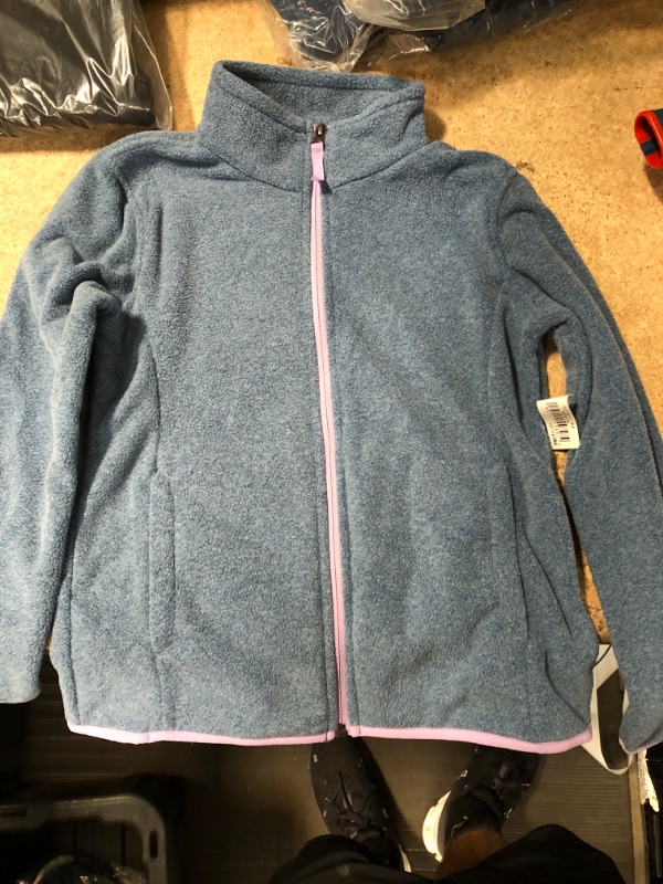 Photo 3 of Amazon Essentials Girls and Toddlers' Polar Fleece Full-Zip Mock Jacket Large Blue Heather/Lilac