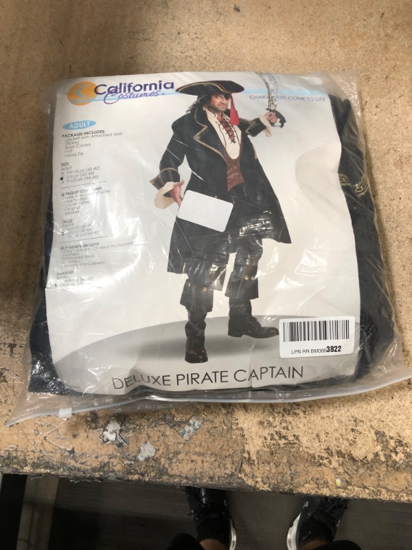 Photo 2 of Adult Deluxe Pirate Captain Costume Large Black, Brown