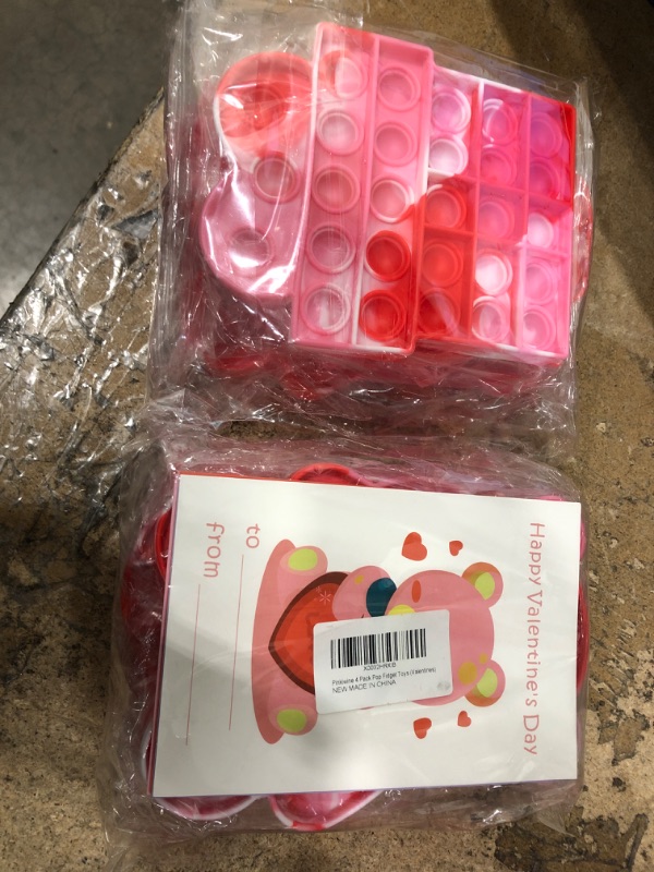 Pinkiwine 4 Pack Colorful Valentines Fidget Sensory Pop Toys with Cards