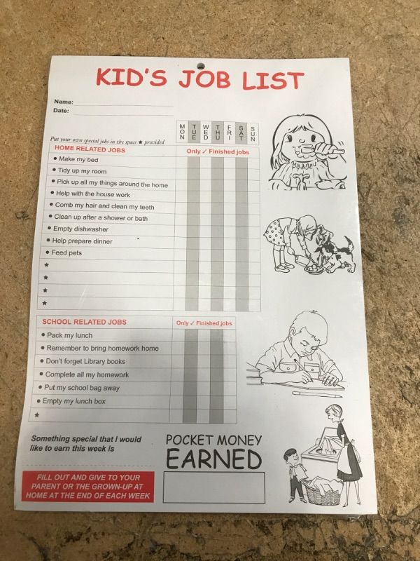 Photo 2 of Kids Job List for Chores and Weekly Pocket Money Earned - Six Months Supply