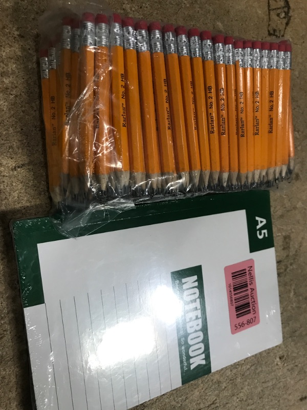 Photo 3 of Teskyer 4 Pack Notebook Journal, College Ruled, 5.5" x 8.26" A5 Size Notebook for Office School Supplies, 40 Sheets/80 Pages, Green Green & White        with 4 inch pencils 