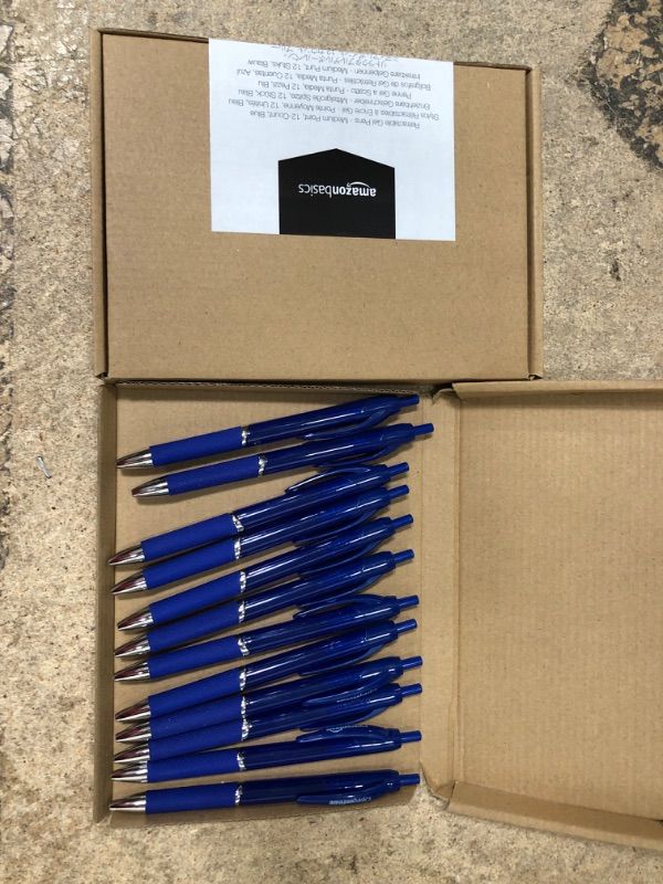 Photo 2 of Amazon Basics Retractable Gel Pens - Medium Point, 12 Count, Blue blue 12 Count (Pack of 1) Retractable set of 2