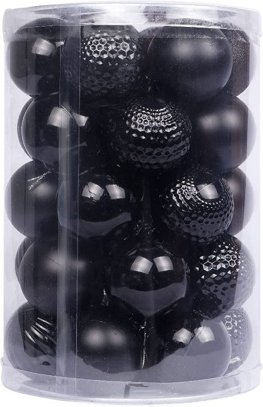 Photo 1 of  Christmas Ball Ornaments for Xmas Tree Christmas Decorations Shatterproof (Black, M)