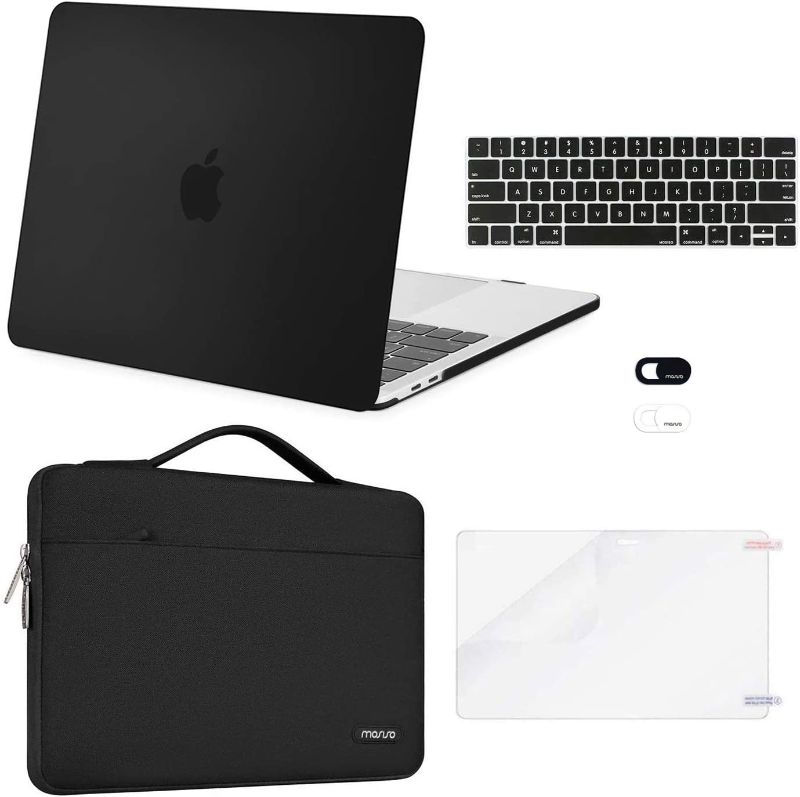 Photo 1 of MOSISO Compatible with MacBook Pro 13 inch Case M2 2023, 2022, 2021-2016 A2338 M1 A2251 A2289 A2159 A1989 A1708 A1706, Plastic Hard Case&Bag&Keyboard Skin&Webcam Cover&Screen Protector, Black