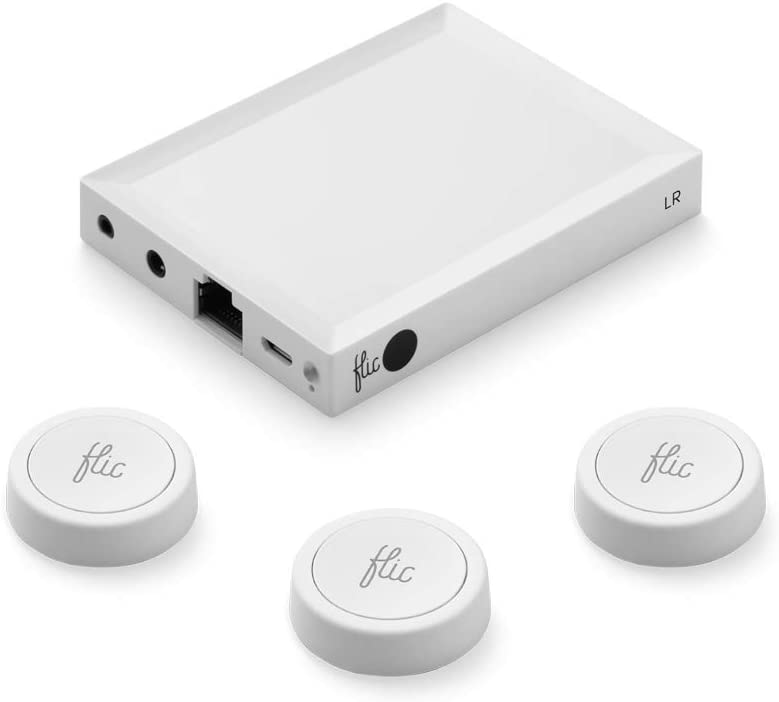 Photo 1 of Flic 2 Smart button - Trigger Alexa & Apple HomeKit - Starter kit 3 x Flic 2 buttons + 1 x Flic Hub LR - Smart Home Control - Works with Hue, LIFX, IFTTT, IKEA Trådri, Sonos, Spotify and much more…
