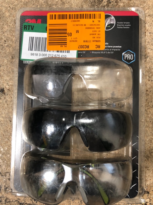 Photo 2 of 3M Secure-Fit 400 Anti-Fog Eye Protection Glasses, 3 Pack: Clear + Mirror + Gray Lenses