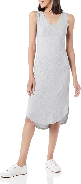 Photo 1 of Amazon Essentials Women's Jersey Standard-Fit Sleeveless V-Neck Midi Dress -LARGE 