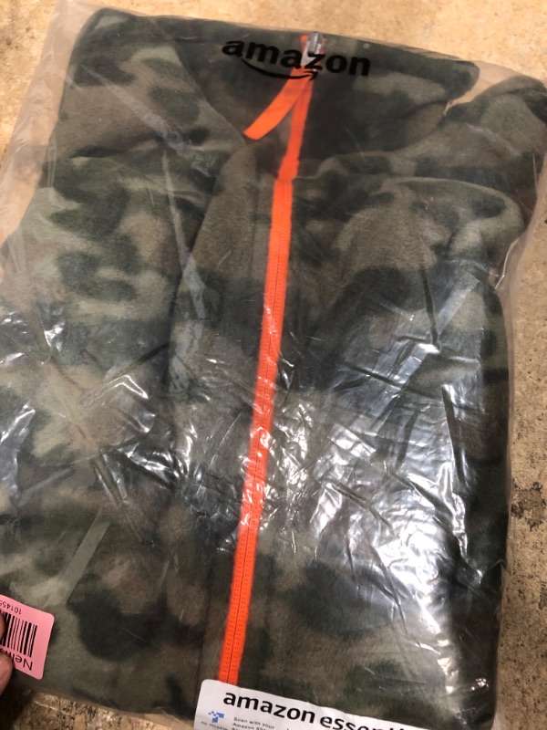 Photo 2 of Amazon Essentials Boys and Toddlers' Polar Fleece Full-Zip Mock Jacket Polyester Camo Print/Orange XX-Large