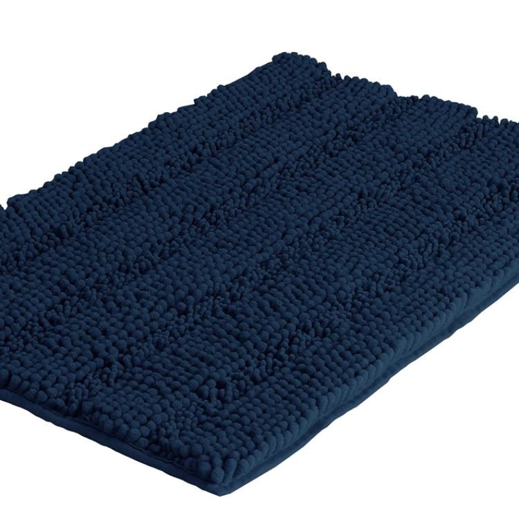 Photo 1 of AwinnerDeco Thickened Shaggy Bath Rugs for Bathroom Non Slip, 1-Piece Bath Mat Set Bathroom Rugs, Extra Soft and Absorbent Chenille Yarn Rug Mat Set for Tub, Shower and Kitchen, 20"x32", Navy