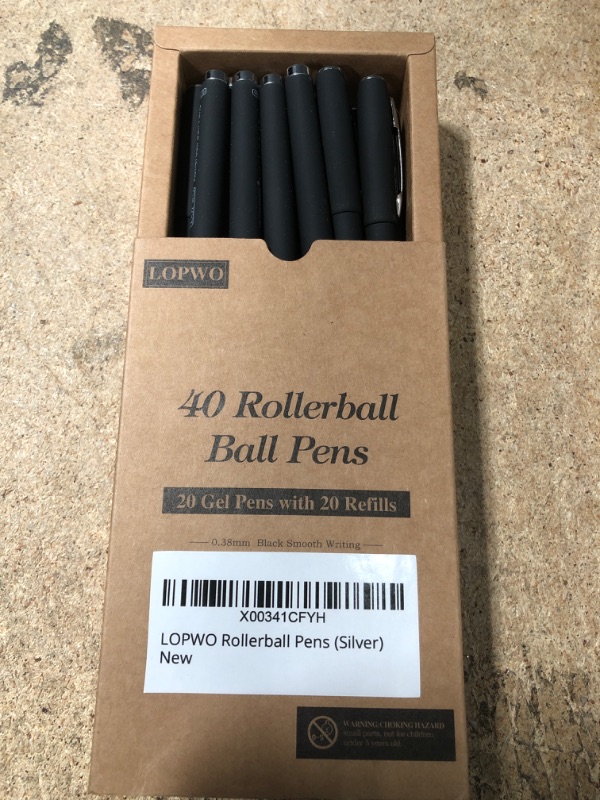 Photo 2 of LOPWO 40 Pack Rollerball Pens, 20 Black Gel Ink Pens with 20 Refills, 0.5 mm Fine Ball Point Pen, Office Supplies for Women & Men Silver