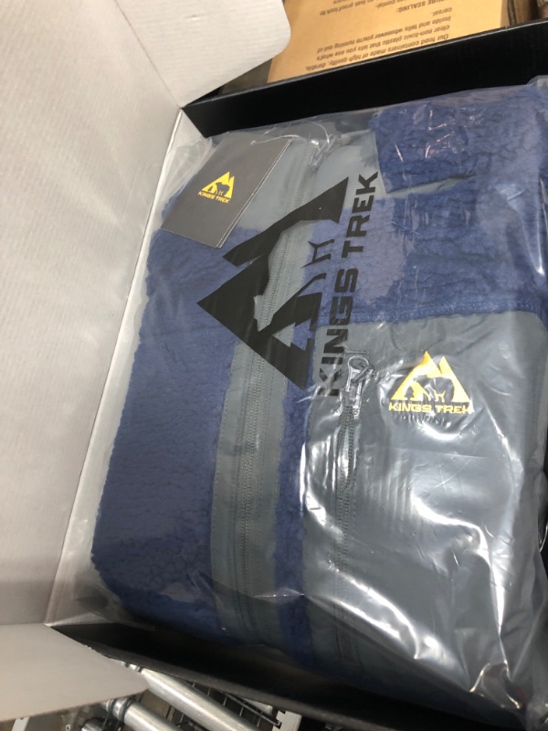 Photo 1 of **Battery not Included*** medium
KINGS TREK Heated Jacket Fleece for Men, Windproof Sherpa Heating Coat with Detachable Hood (Battery not Included) Blue Medium